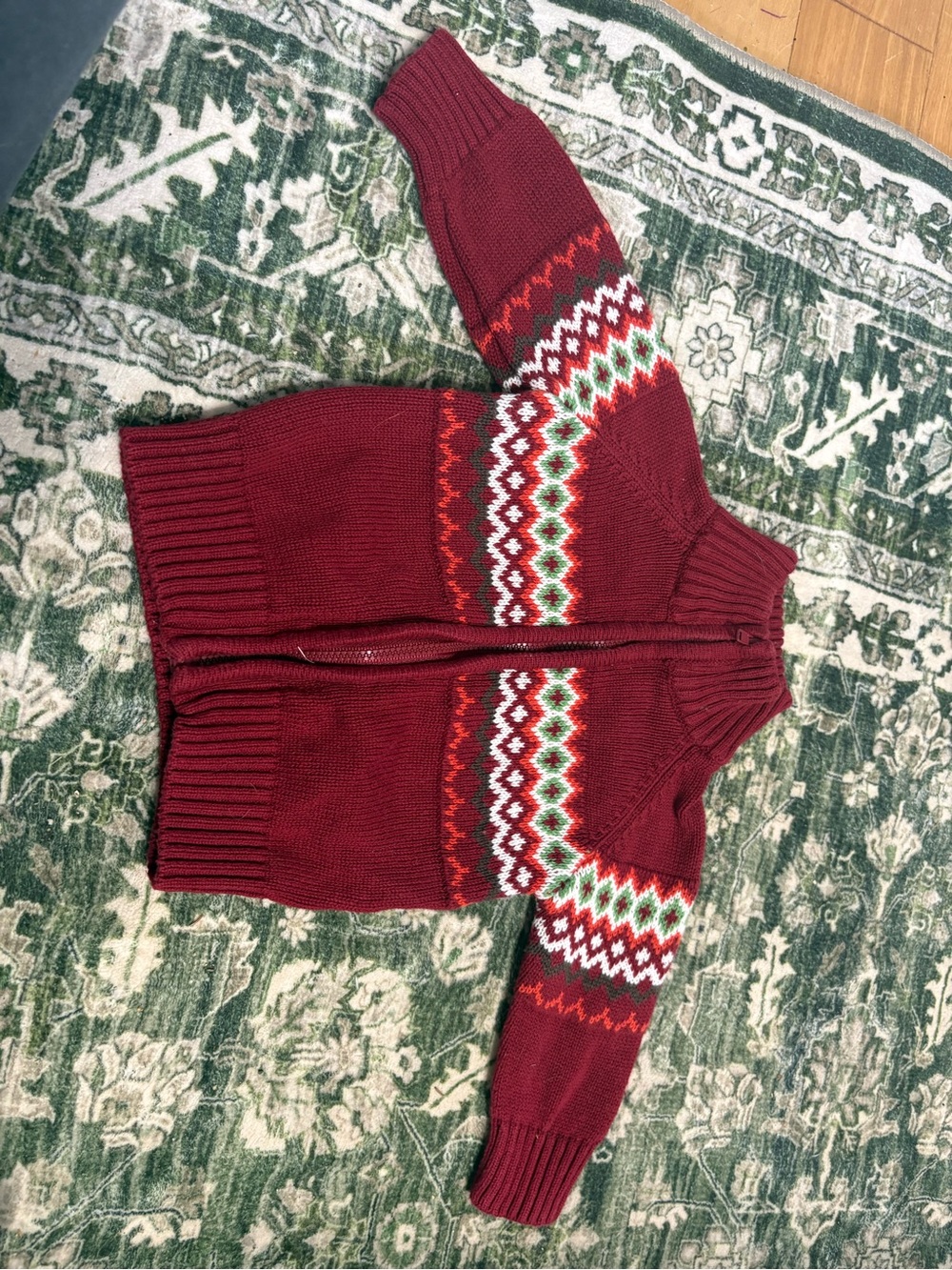 Kids Krickets Red Fair Isle Zip-Up Sweater